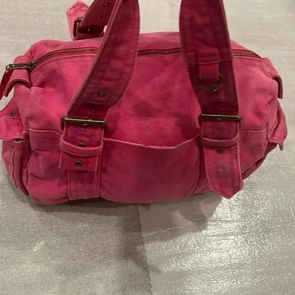 VTG Fiorucci Pink Canvas Hand Tote Hobo Bag Y2K Angel Lining